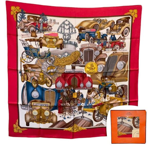Hermes Rare Vintage 90cm Silk Scarf Automobile Hermès by Joachim Metz New in Box - Picture 1 of 16